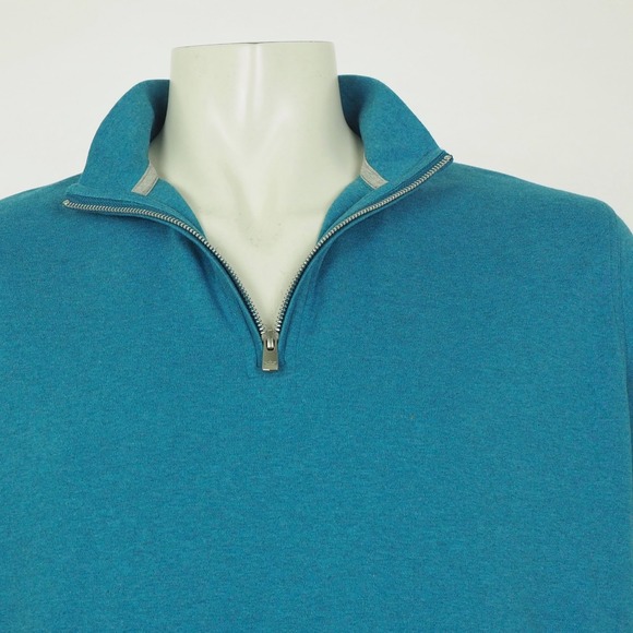 Peter Millar Heather Interlock Sweater Mens Large Blue Golf 1/4-Zip Cotton Blend - Picture 3 of 6